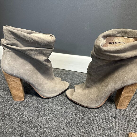 Chinese Laundry Size 8 Gray Slouch Boots Open Toe Sueded Kristin Cavallari - Picture 4 of 8